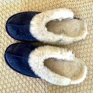 Rare UGG Australia 1010600 Navy Coquette Mules Slippers Women’s Size US 9.  Used